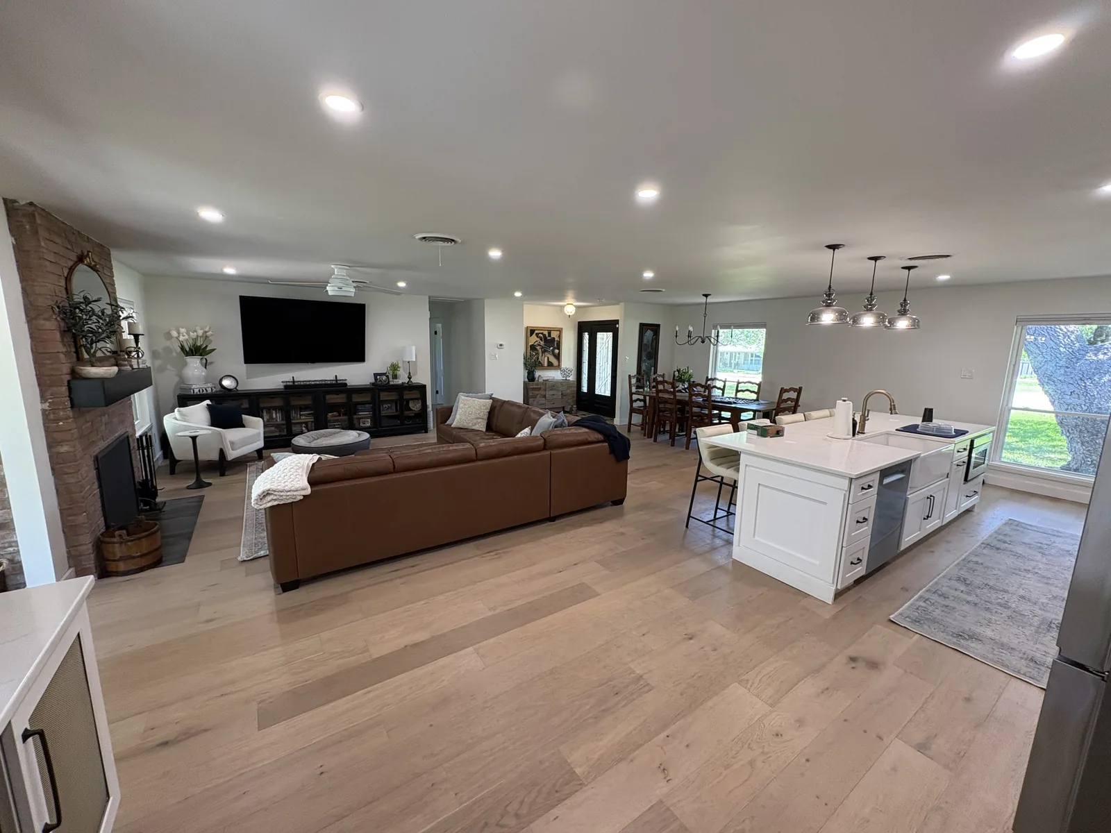 Open plan kitchen and living room after a wall removal
